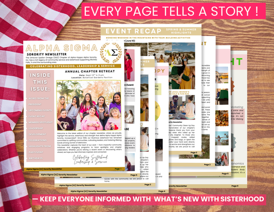 Sorority Newsletter Template for Canva