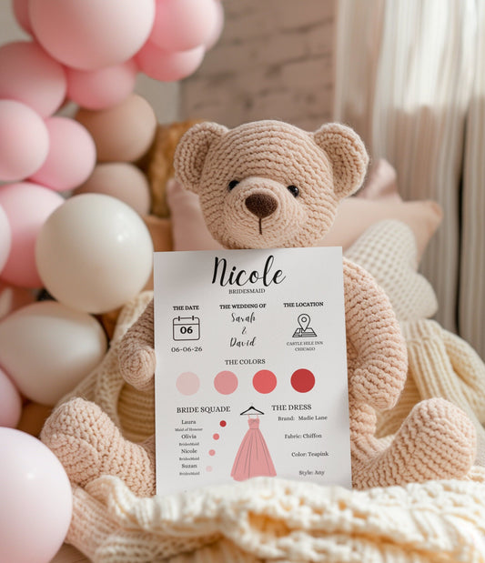 Bridesmaid Template, Bridesmaid Proposal Card, Maid Of Honour Card, Bridesmaid Info, Will you Be my Bridesmaid Proposal Card, Groomsman info