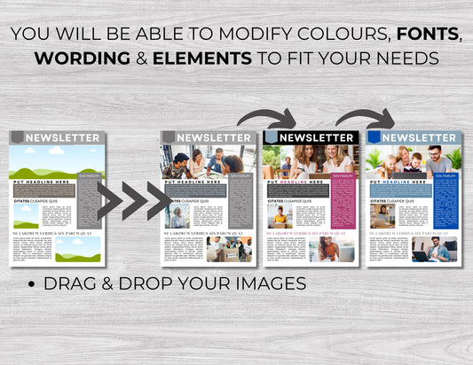 2 Page Newsletter Canva Template, Business Newsletter, Email Marketing newsletter, Company Newsletter, Project Newsletter, Newspaper Print