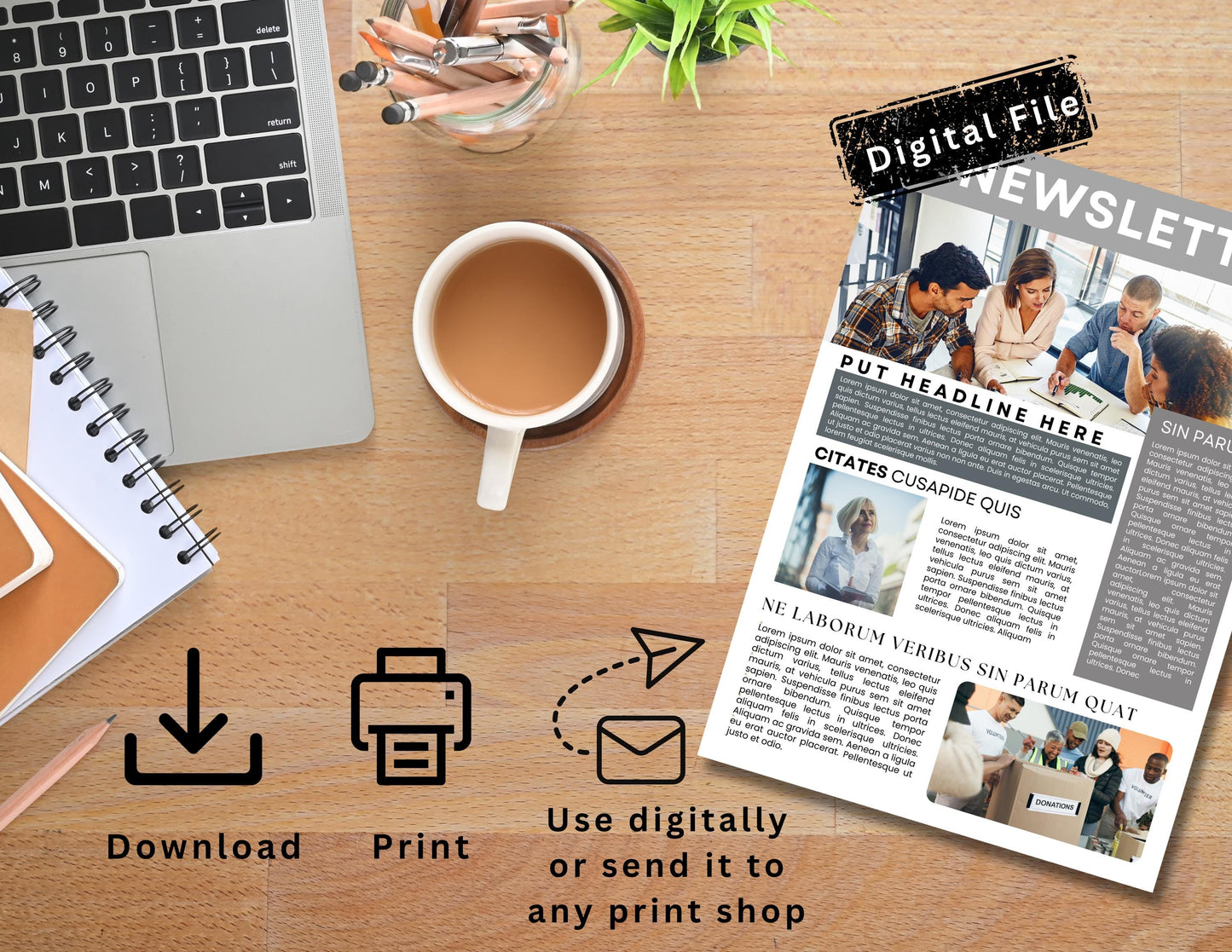 2 Page Newsletter Canva Template, Business Newsletter, Email Marketing newsletter, Company Newsletter, Project Newsletter, Newspaper Print