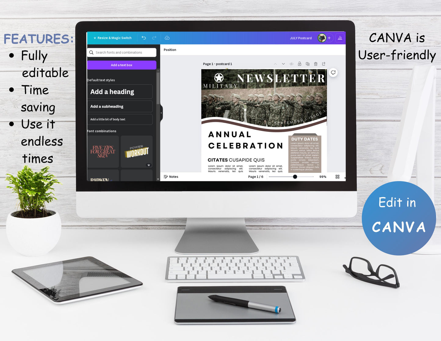 Military Newsletter Template, Email Marketing Newsletter, Canva Newsletter Template, Military Profile, Booklet for Army