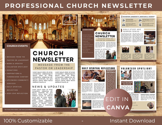Church Newsletter Template, Church Flyer, Church Magazine, Email Marketing Newsletter, Canva Newsletter Template