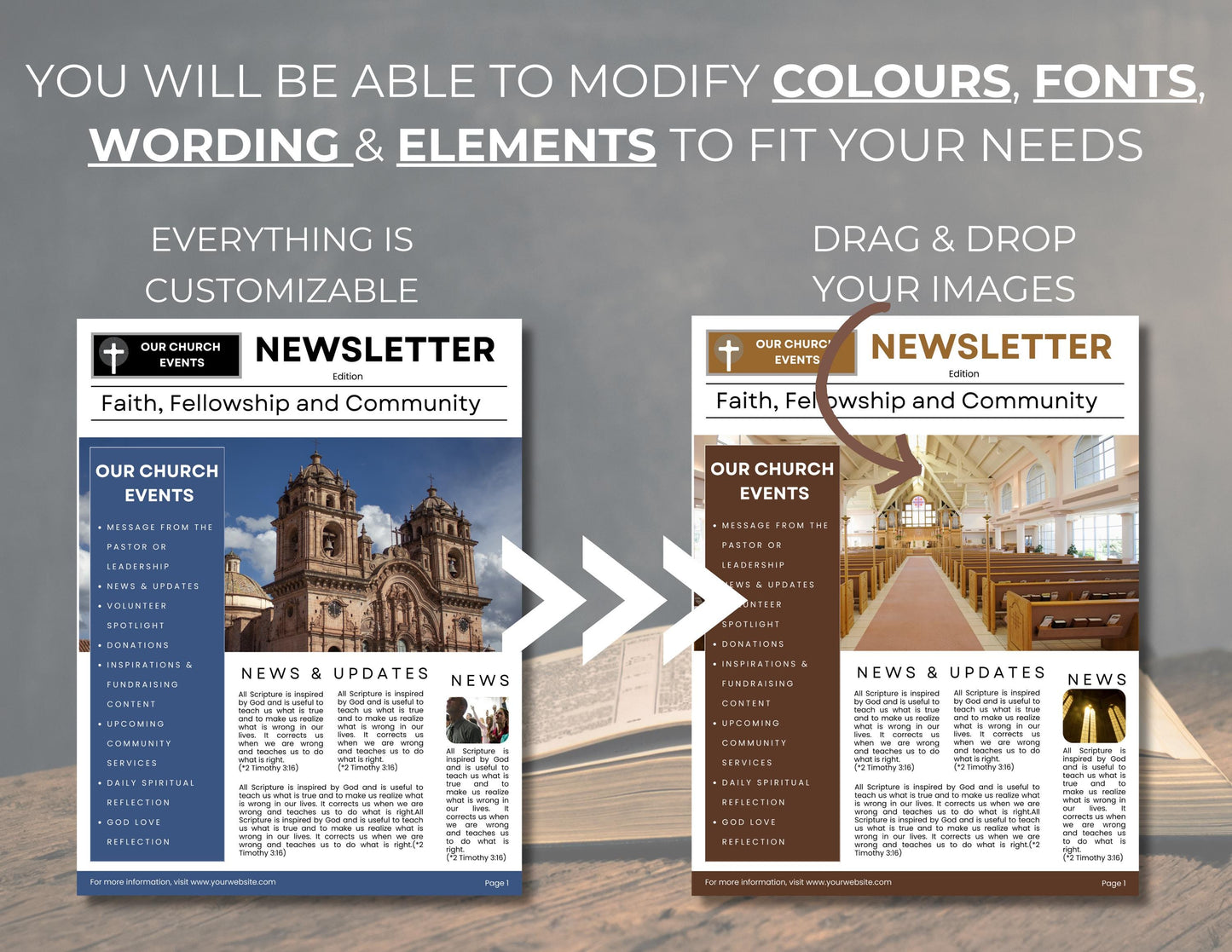 Church Newsletter Template, Church Bulletin, Church Email Newsletter, Church Flyer, Church Magazine, Email Marketing Newsletter