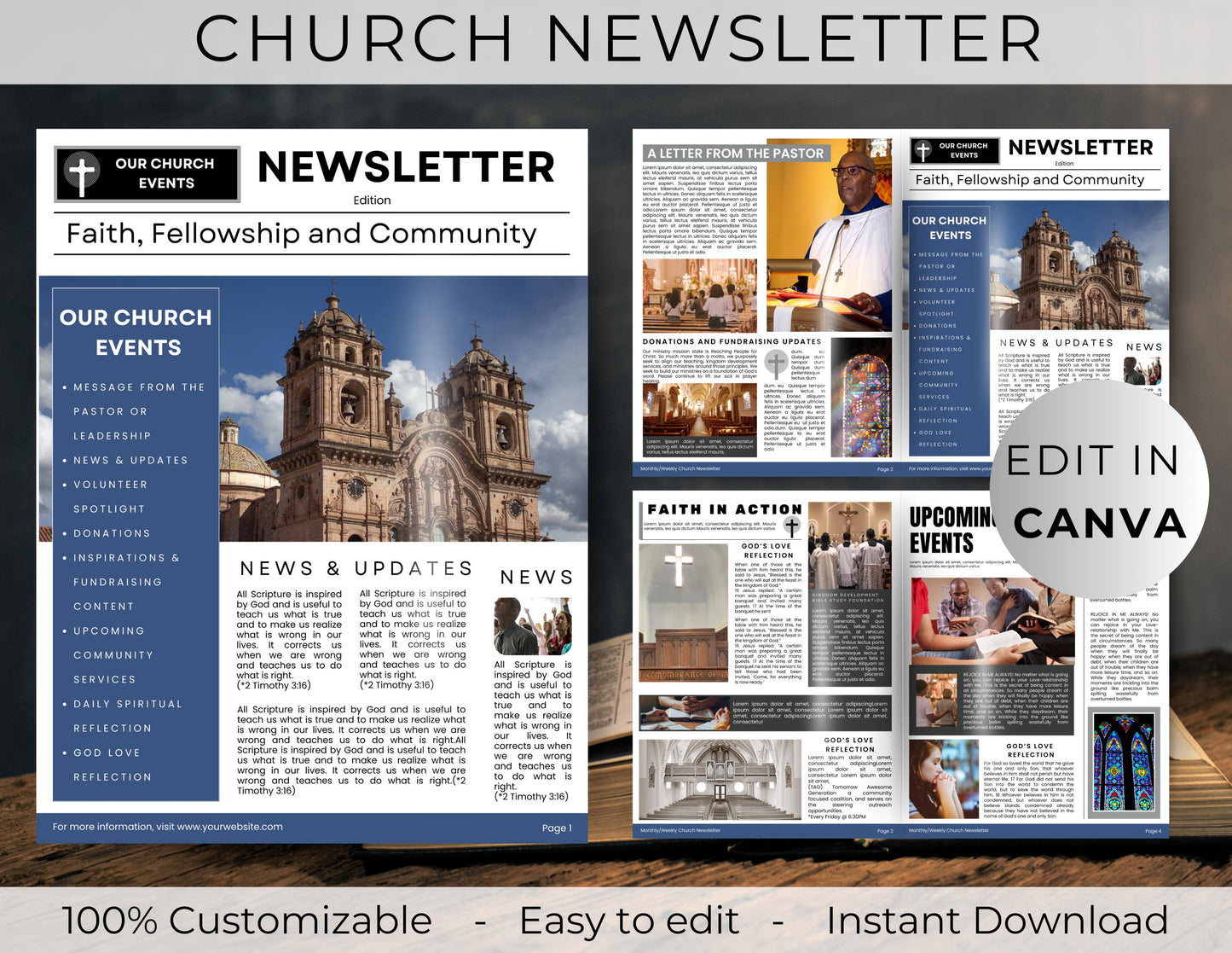Church Newsletter Template, Church Bulletin, Church Email Newsletter, Church Flyer, Church Magazine, Email Marketing Newsletter