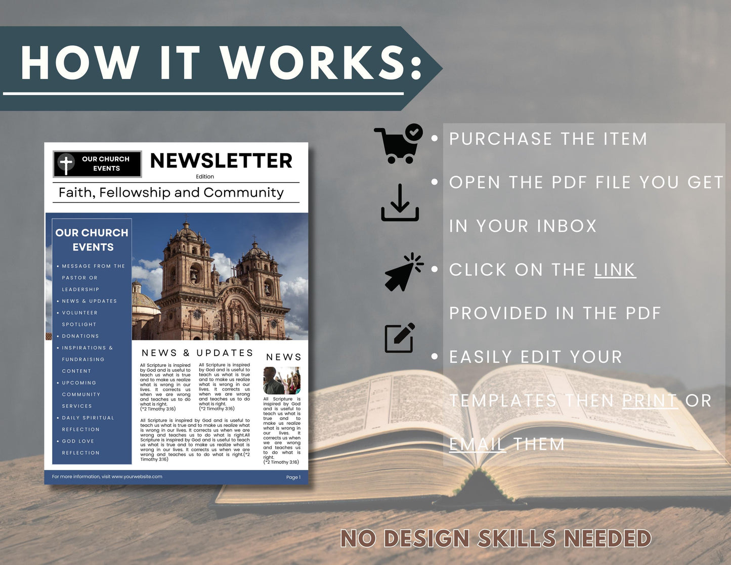 Church Newsletter Template, Church Bulletin, Church Email Newsletter, Church Flyer, Church Magazine, Email Marketing Newsletter