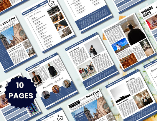 Church Bulletin Template, Church Flyer, Church Magazine, Church Program, Editable Canva Bulletin Template, Order of Service