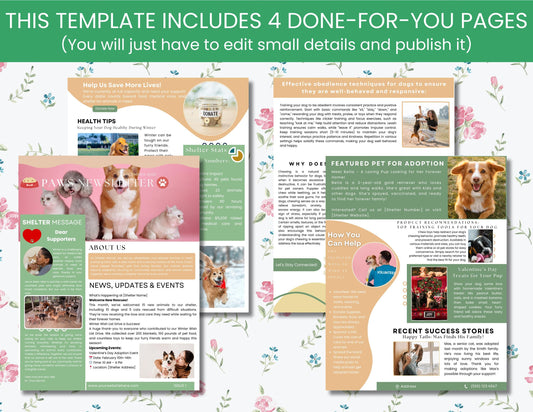 Newsletter Template Canva, Animal Shelter Newsletter, Editable Newsletter Template, Fundraising Email newsletter, Resucues Newsletter