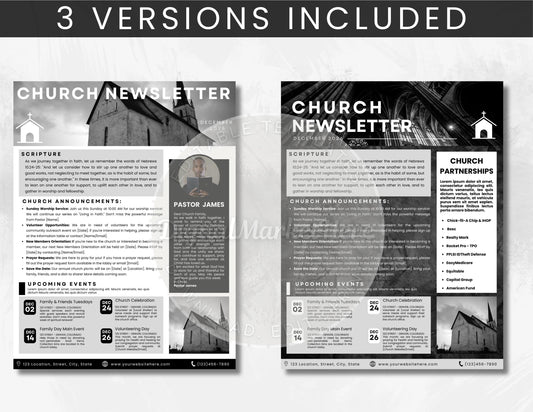 Church Newsletter, Church Bulletin, Church Magazine, Scripture, Upcoming Events, Pastor’s Message, Canva Newsletter Template, Church Flyer