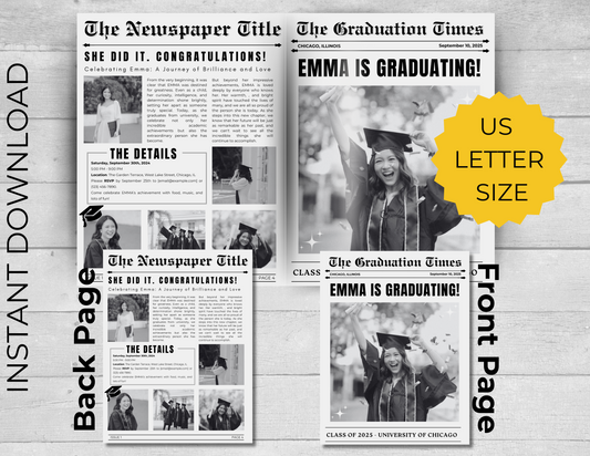 GRADUATION NEWSPAPER CANVA TEMPLATE