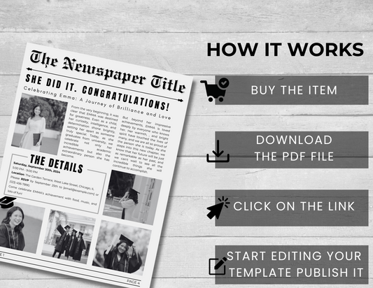GRADUATION NEWSPAPER CANVA TEMPLATE