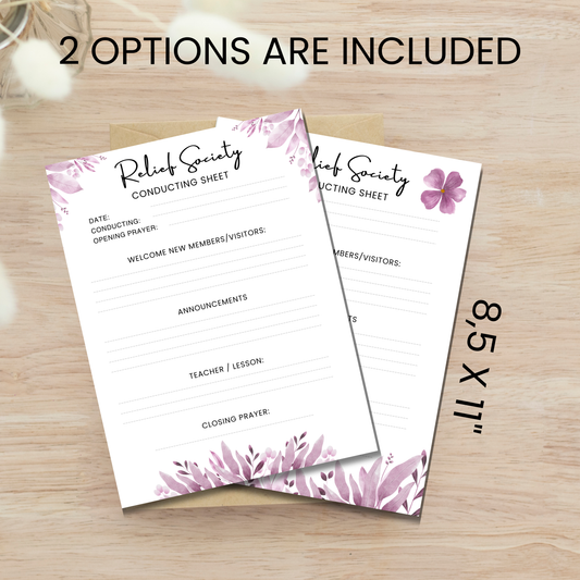 Relief Society Conducting Sheet