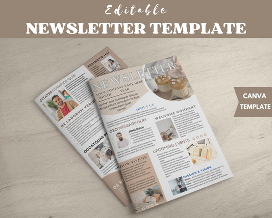 Newsletter Template Canva, Newsletter Template Editable news letter Fully Editable on Canva Business Newspaper for realtor