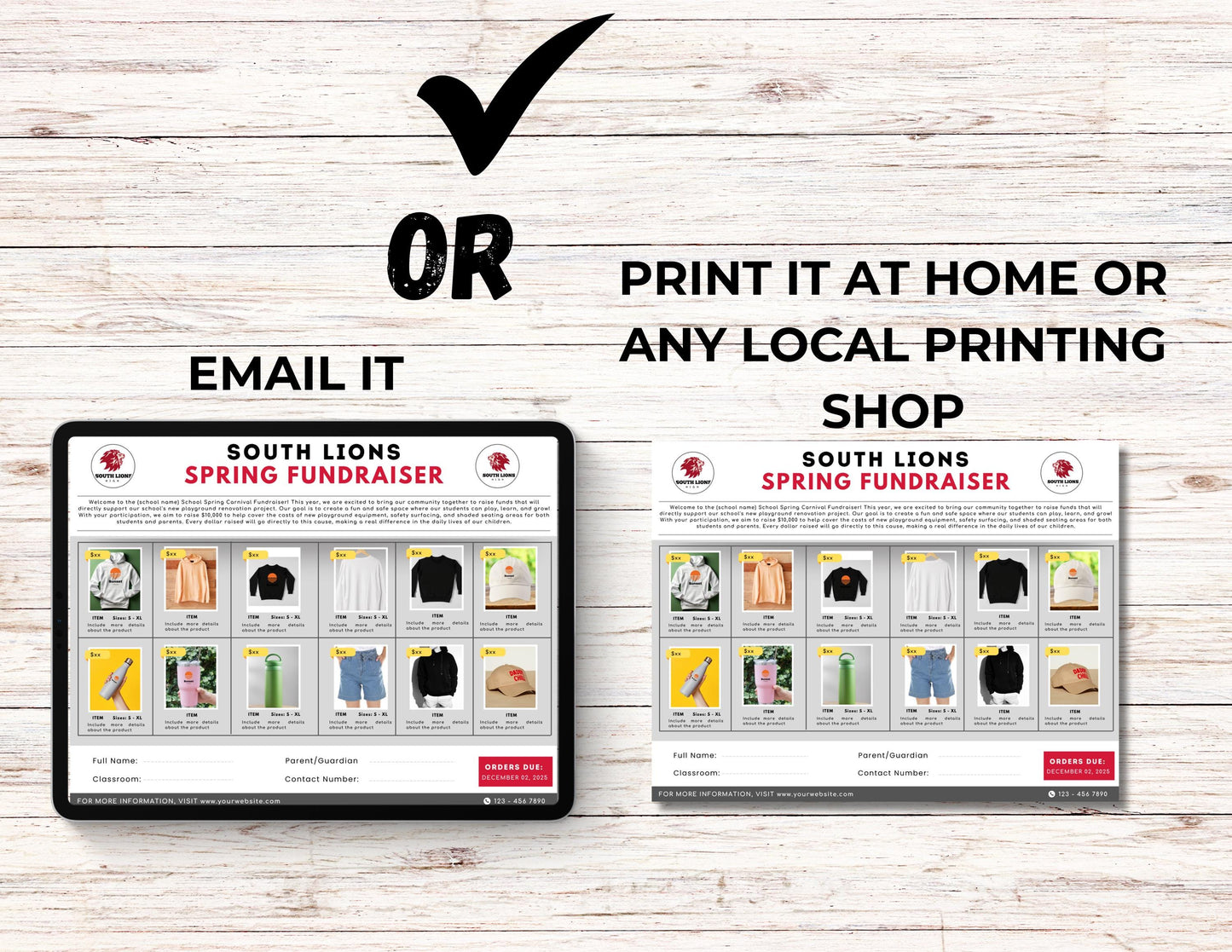 Fundraiser Order Form, 12 Products Fundraiser Editable Canva Template, Spirit Wear, School Flyer, PTA Flyer