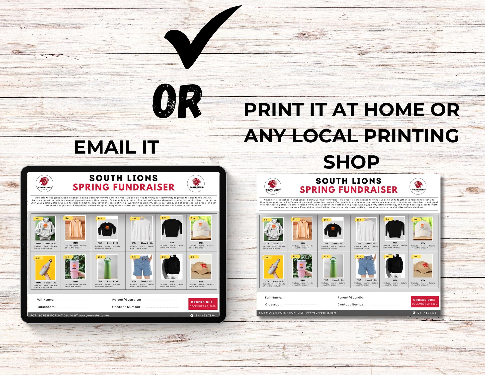 Fundraiser Order Form, 12 Products Fundraiser Editable Canva Template, Spirit Wear, School Flyer, PTA Flyer