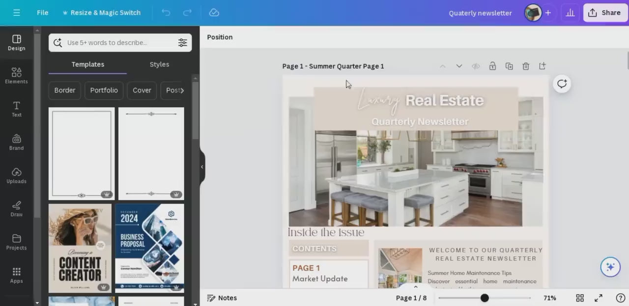Editable Real Estate Newsletter Template, Quarterly Newsletter for Realtors, Real Estate Marketing, Real Estate Farming Newsletter